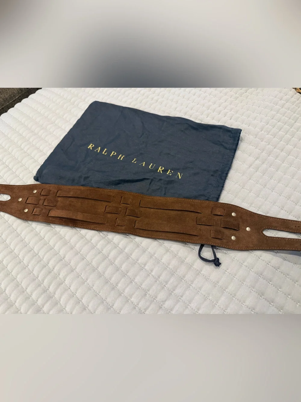 Ralph Lauren Collection Woven Calf-Suede Wide Waist Belt Brown RP$700